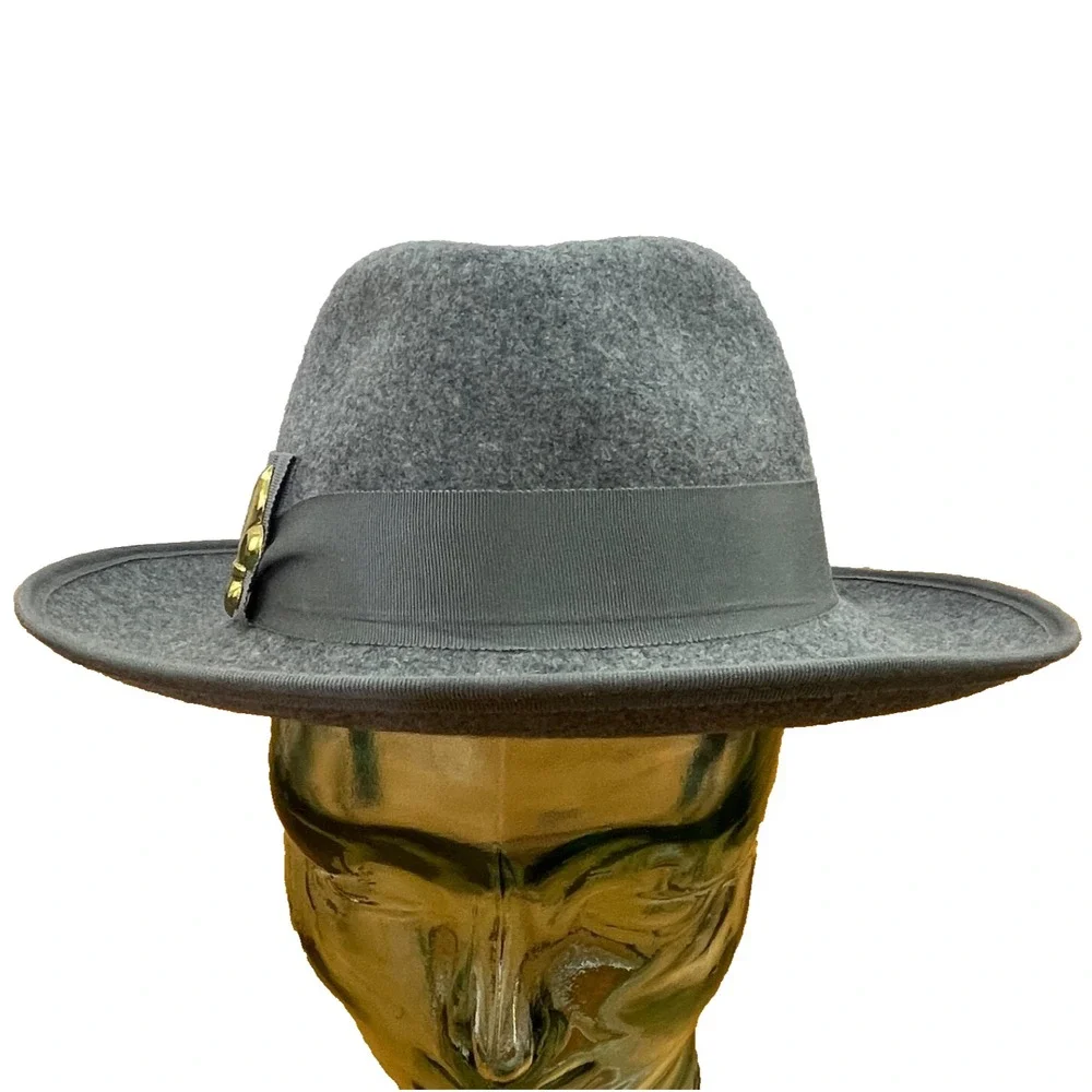 Street Smart Betmar Womens Hat Gray USA-Made Felt with Gold Emblem and Band‎